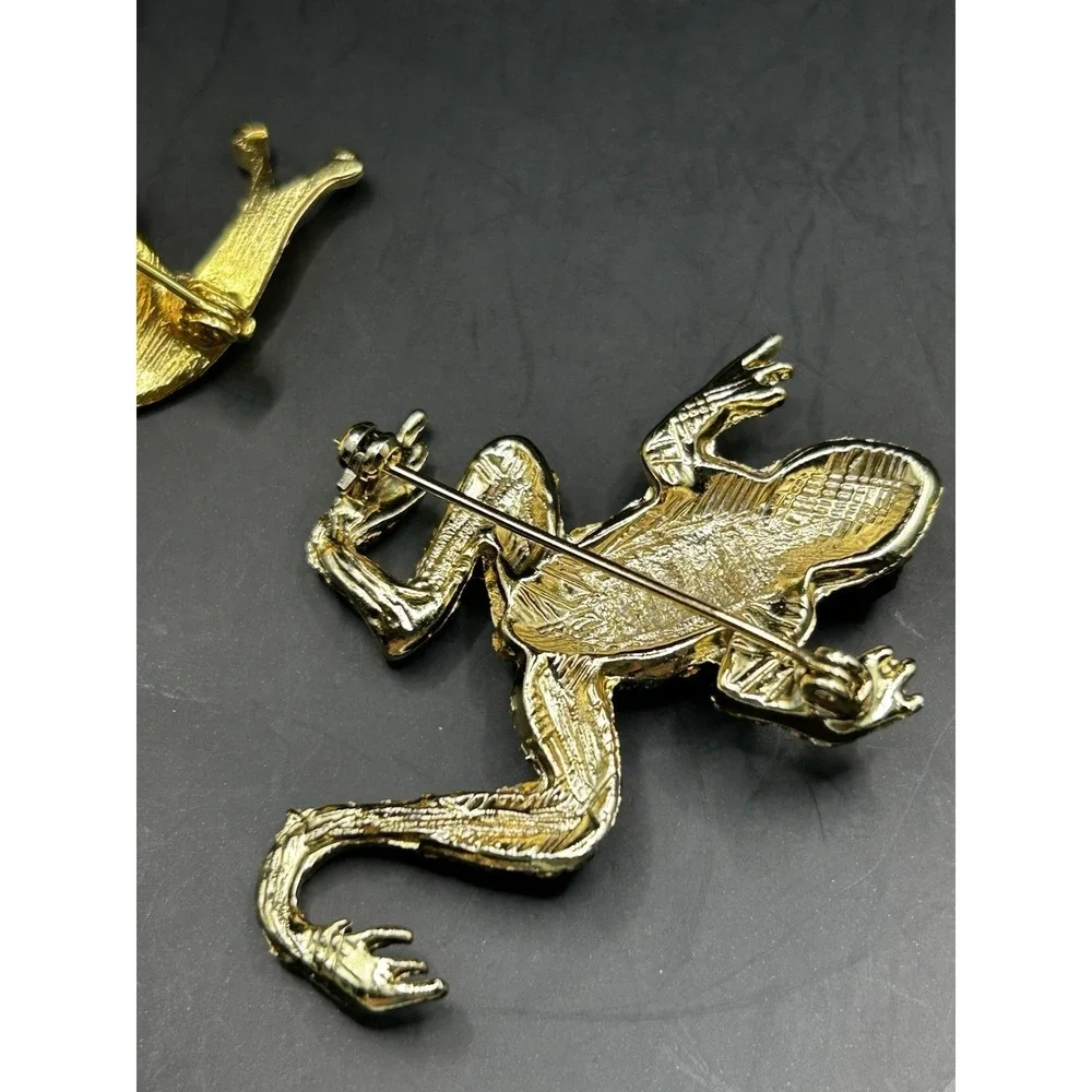 Original By Robert Blue Angelfish Enamel Brooch Pin Signed Rhinestone Frog Snail
